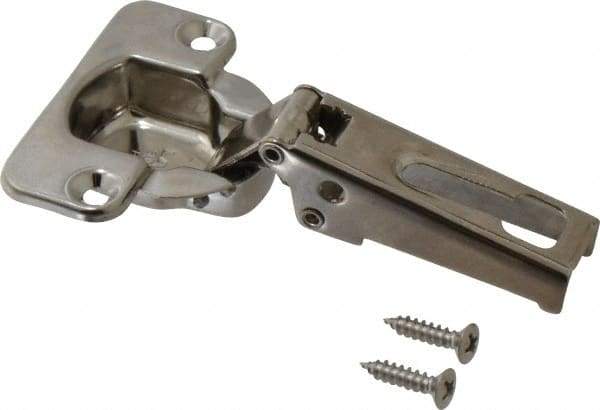 Sugatsune - 57mm Long x 55mm Wide x 38mm Thick, Concealed Overlay Hinge - 304 Stainless Steel, Polished Finish - Eagle Tool & Supply