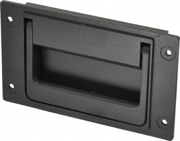 Sugatsune - 148mm Wide Plate x 3-35/64" High Plate, Zinc Alloy,Steel & Synthetic Rubber Trunk Handle - 120mm Wide x 3-5/32" High, Zinc Finish, 4 Holes - Eagle Tool & Supply
