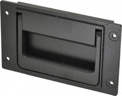 Sugatsune - 148mm Wide Plate x 3-35/64" High Plate, Zinc Alloy,Steel & Synthetic Rubber Trunk Handle - 120mm Wide x 3-5/32" High, Zinc Finish, 4 Holes - Eagle Tool & Supply