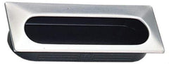Sugatsune - 75mm Overall Width x 36mm Overall Height, 15.5mm Recess Depth, Satin/Black Recessed Pull - 304 Stainless Steel & Plastic, 30.7999992370605mm Recess Height, 71mm Recess Width - Eagle Tool & Supply