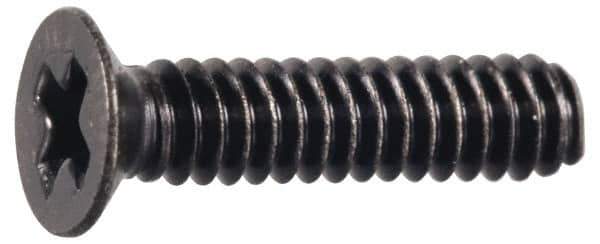 Made in USA - #4-40 UNC, 1/2" OAL Phillips Drive Machine Screw - Flat Head, Grade 300 Stainless Steel, Black Oxide Finish, Without Washer - Eagle Tool & Supply