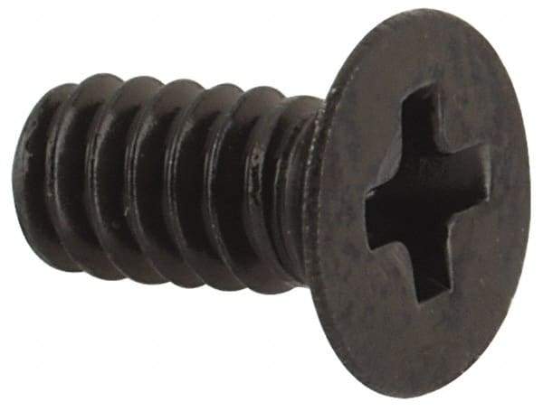 Made in USA - #4-40 UNC, 1/4" OAL Phillips Drive Machine Screw - Flat Head, Grade 300 Stainless Steel, Black Oxide Finish, Without Washer - Eagle Tool & Supply