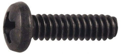 Made in USA - #8-32 UNC, 7/8" Length Under Head Phillips Drive Machine Screw - Pan Head, Grade 300 Stainless Steel, Black Oxide Finish, Without Washer - Eagle Tool & Supply