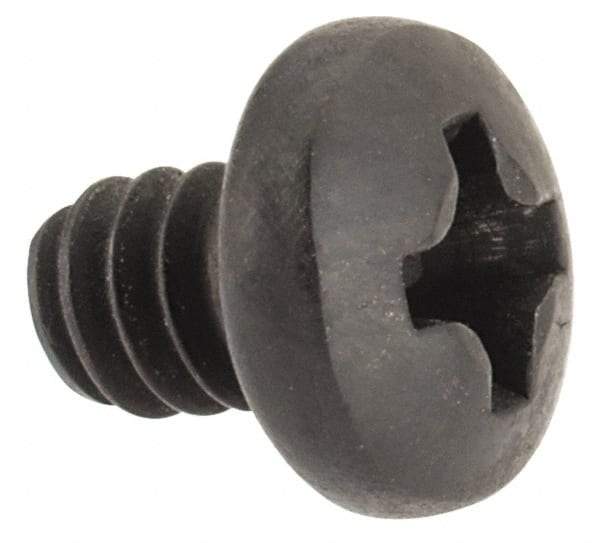 Made in USA - #6-32 UNC, 3/16" Length Under Head Phillips Drive Machine Screw - Pan Head, Grade 300 Stainless Steel, Black Oxide Finish, Without Washer - Eagle Tool & Supply