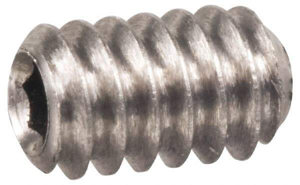 Made in USA - 1/4-28 UNF, 5/16" OAL, Cup Point Set Screw - Grade 303 Stainless Steel, 1/8" Key - Eagle Tool & Supply