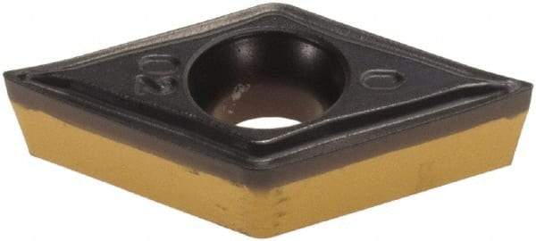 Iscar - DCMT3-0 SM Grade IC8250 Carbide Turning Insert - TiCN/Al2O3/TiN Finish, 55° Diamond, 3/8" Inscr Circle, 5/32" Thick, 0.008" Corner Radius - Eagle Tool & Supply
