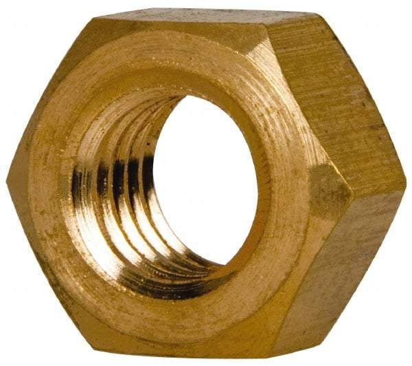 Value Collection - 7/16-14 UNC Brass Right Hand Hex Nut - 11/16" Across Flats, 3/8" High, Brass Finish - Eagle Tool & Supply