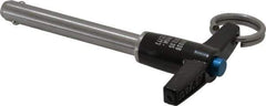 Jergens - 5/16" Diam, 2" Usable Length, T Handle, Push Button Quick Release Pin - 3-5/8" Overall Length, Grade 17-4 Stainless Steel, Passivated Finish - Eagle Tool & Supply