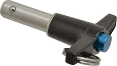 Jergens - 1/2" Diam, 1" Usable Length, T Handle, Push Button Quick Release Pin - 3-1/8" OAL, Grade 17-4 Stainless Steel, Passivated Finish - Eagle Tool & Supply