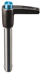 Jergens - 5/8" Diam, 3" Usable Length, L Handle, Push Button Quick Release Pin - 5-1/2" Overall Length, Grade 17-4 Stainless Steel, Passivated Finish - Eagle Tool & Supply