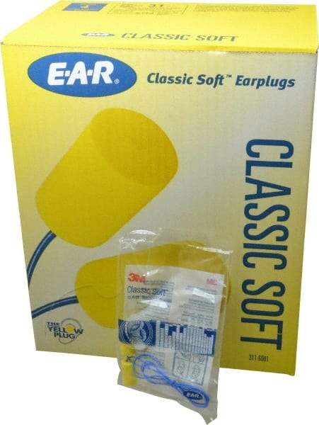 3M - Disposable, Corded, 31 dB, Barrel Earplugs - Yellow, 200 Pairs - Eagle Tool & Supply