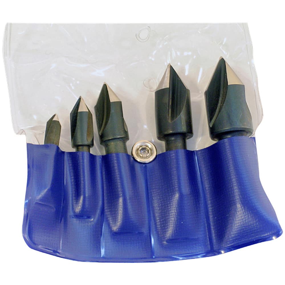 Chicago-Latrobe - 5 Piece, 1/4 to 3/4" Head Diam, 82° Included Angle, Single End Countersink Set - Eagle Tool & Supply