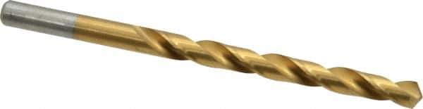 Chicago-Latrobe - Letter E (1/4) 118° High Speed Steel Jobber Drill - TiN Finish, Right Hand Cut, Spiral Flute, Straight Shank, 4" OAL, Standard Point - Eagle Tool & Supply