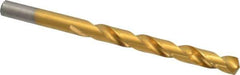 Chicago-Latrobe - 19/64" 118° High Speed Steel Jobber Drill - TiN Finish, Right Hand Cut, Spiral Flute, Straight Shank, 4-3/8" OAL, Standard Point - Eagle Tool & Supply