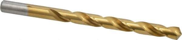 Chicago-Latrobe - 21/64" 118° High Speed Steel Jobber Drill - TiN Finish, Right Hand Cut, Spiral Flute, Straight Shank, 4-5/8" OAL, Standard Point - Eagle Tool & Supply