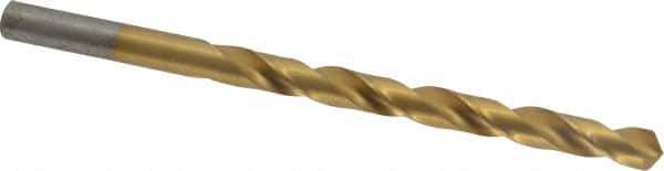 Chicago-Latrobe - Letter A 118° High Speed Steel Jobber Drill - TiN Finish, Right Hand Cut, Spiral Flute, Straight Shank, 3-7/8" OAL, Standard Point - Eagle Tool & Supply