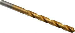 Chicago-Latrobe - Letter M 118° High Speed Steel Jobber Drill - TiN Finish, Right Hand Cut, Spiral Flute, Straight Shank, 4-3/8" OAL, Standard Point - Eagle Tool & Supply