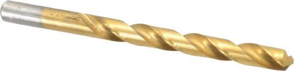 Chicago-Latrobe - Letter T 118° High Speed Steel Jobber Drill - TiN Finish, Right Hand Cut, Spiral Flute, Straight Shank, 4-7/8" OAL, Standard Point - Eagle Tool & Supply