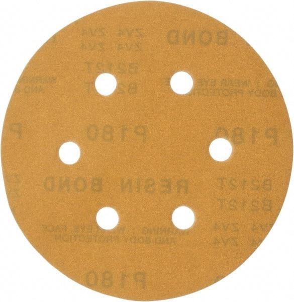 Made in USA - 6" Diam, 180 Grit, Aluminum Oxide Hook & Loop Disc - Very Fine Grade, Coated, C Weight Paper Backing, - Eagle Tool & Supply