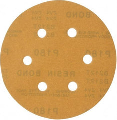 Made in USA - 6" Diam, 180 Grit, Aluminum Oxide Hook & Loop Disc - Very Fine Grade, Coated, C Weight Paper Backing, - Eagle Tool & Supply