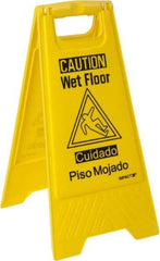 NMC - No Entry, 10-3/4" Wide x 24-5/8" High, Plastic Floor Sign - A-Frame, Black on Yellow, For Security & Admittance - Eagle Tool & Supply