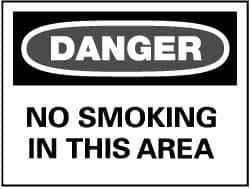 NMC - "Danger - No Smoking in This Area", 7" Long x 10" Wide, Rigid Plastic Safety Sign - Rectangle, 0.05" Thick, Use for Accident Prevention - Eagle Tool & Supply
