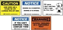 NMC - "Various Office Humor", 3" Long x 5" Wide, Pressure-Sensitive Vinyl Safety Sign - Rectangle, 0.004" Thick, Use for Workplace/Safety - Eagle Tool & Supply