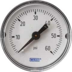 Wika - 1-1/2" Dial, 1/8 Thread, 0-60 Scale Range, Pressure Gauge - Center Back Connection Mount, Accurate to 3-2-3% of Scale - Eagle Tool & Supply