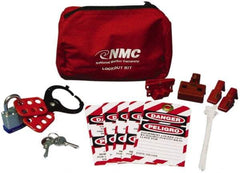 NMC - 12 Piece Electrical Lockout Kit - 3/4 Inch Vertical Shackle Clearance, Comes in Pouch - Eagle Tool & Supply
