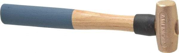 American Hammer - 1-1/2 Lb Head 1-3/8" Face Bronze Nonmarring Hammer - 12" OAL, Wood Handle - Eagle Tool & Supply