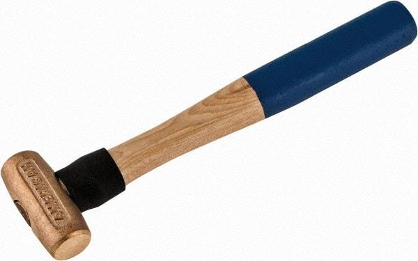 American Hammer - 1 Lb Head 1-1/8" Face Bronze Nonmarring Hammer - 12" OAL, Wood Handle - Eagle Tool & Supply