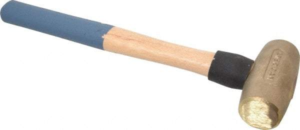 American Hammer - 4 Lb Head 1-5/8" Face Bronze Nonmarring Hammer - 16" OAL, Wood Handle - Eagle Tool & Supply