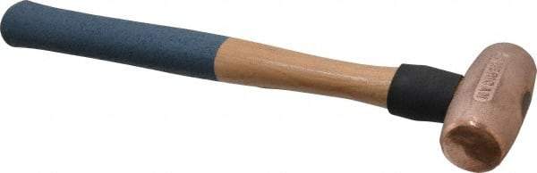 American Hammer - 3 Lb Nonsparking Copper Head Hammer - 15" OAL, 4" Head Length, 1-1/2" Face Diam, 15" Hickory Handle - Eagle Tool & Supply