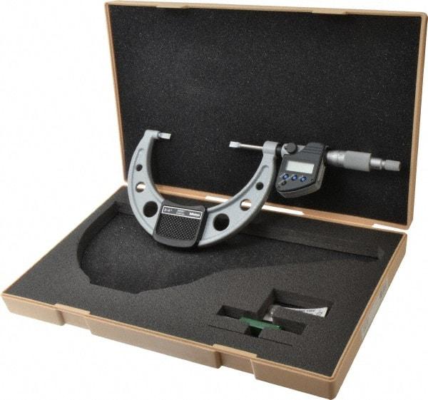 Mitutoyo - 76.2mm to 101.6mm Electronic Blade Micrometer - 0.003mm Accuracy, 0.75mm Blade Thickness, Ratchet Stop Thimble - Eagle Tool & Supply