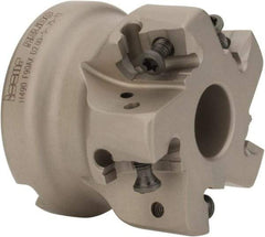 Iscar - 5 Inserts, 2" Cut Diam, 3/4" Arbor Diam, 0.472" Max Depth of Cut, Indexable Square-Shoulder Face Mill - 0/90° Lead Angle, 1.575" High, H490 AN.X 12 Insert Compatibility, Through Coolant, Series Helido - Eagle Tool & Supply