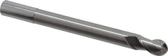 Accupro - 12mm Diam, 22mm LOC, 2 Flute Solid Carbide Ball End Mill - Uncoated, Single End, 130mm OAL, 12mm Shank Diam, Spiral Flute - Eagle Tool & Supply