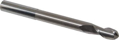 Accupro - 3/8" Diam, 3/4" LOC, 2 Flute Solid Carbide Ball End Mill - Uncoated, Single End, 4" OAL, 3/8" Shank Diam, Spiral Flute - Eagle Tool & Supply