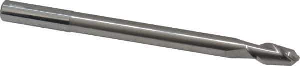 Accupro - 7/16" Diam, 1" LOC, 2 Flute Solid Carbide Ball End Mill - Uncoated, Single End, 6" OAL, 7/16" Shank Diam, Spiral Flute - Eagle Tool & Supply