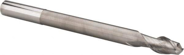 Accupro - 1/2" Diam, 1" LOC, 2 Flute Solid Carbide Ball End Mill - Uncoated, Single End, 6" OAL, 1/2" Shank Diam, Spiral Flute - Eagle Tool & Supply