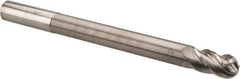 Accupro - 1/2" Diam, 1" LOC, 4 Flute Solid Carbide Ball End Mill - Uncoated, Single End, 6" OAL, 1/2" Shank Diam, Spiral Flute - Eagle Tool & Supply
