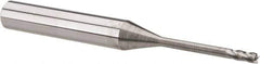 Accupro - 2mm, 5mm LOC, 6mm Shank Diam, 57mm OAL, 4 Flute, Solid Carbide Square End Mill - Single End, Uncoated, Spiral Flute, 30° Helix, Centercutting, Right Hand Cut, Right Hand Flute - Eagle Tool & Supply