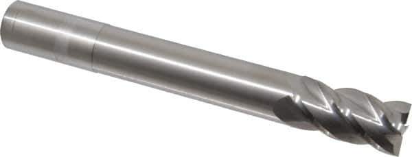 Accupro - 3/4", 1-1/2" LOC, 3/4" Shank Diam, 6" OAL, 4 Flute, Solid Carbide Square End Mill - Single End, Uncoated, Spiral Flute, 40° Helix, Centercutting, Right Hand Cut, Right Hand Flute - Eagle Tool & Supply