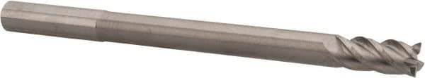 Accupro - 7/16", 1" LOC, 7/16" Shank Diam, 6" OAL, 4 Flute, Solid Carbide Square End Mill - Single End, Uncoated, Spiral Flute, 40° Helix, Centercutting, Right Hand Cut, Right Hand Flute - Eagle Tool & Supply