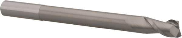 Accupro - 1/2", 1" LOC, 1/2" Shank Diam, 6" OAL, 2 Flute, Solid Carbide Square End Mill - Single End, Uncoated, Spiral Flute, 40° Helix, Centercutting, Right Hand Cut, Right Hand Flute - Eagle Tool & Supply
