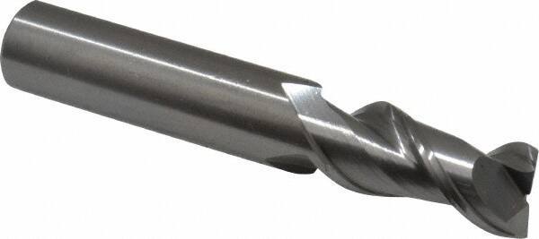 Kennametal - 1/2", 1" LOC, 1/2" Shank Diam, 3" OAL, 2 Flute, Solid Carbide Square End Mill - Single End, Uncoated, Spiral Flute, 45° Helix, Centercutting, Right Hand Cut, Right Hand Flute, Series AADF - Eagle Tool & Supply