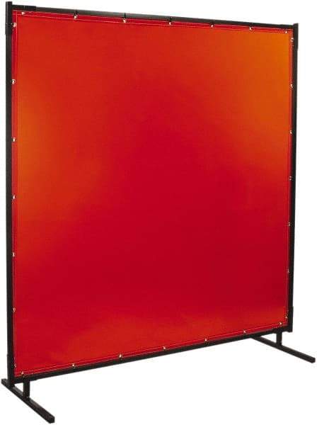Steiner - 6 Ft. Wide x 6 Ft. High x 1 Inch Thick, 14 mil Thick Transparent Vinyl Portable Welding Screen Kit - Orange - Eagle Tool & Supply