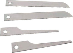 Disston - 4 Piece, 3" to 4" Long x 0.03" Thick, Bi-Metal Reciprocating Saw Blade Set - Straight Profile, 18 to 32 Teeth per Inch, Toothed Edge, Angled Tip - Eagle Tool & Supply