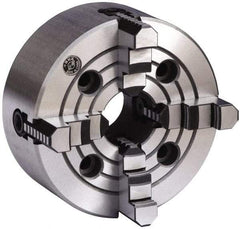 Gibraltar - 4 Jaws, 8" Diam, Independent Manual Lathe Chuck - Plain Back Mount Spindle, Reversible, 2,000 Max RPM, 2.2047" Through Hole Diam, Cast Iron - Eagle Tool & Supply