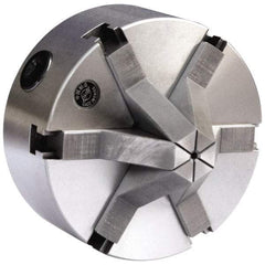 Gibraltar - 6 Jaws, 6" Diam, Self Centering Manual Lathe Chuck - Plain Back Mount Spindle, 1.6535" Through Hole Diam, Cast Iron - Eagle Tool & Supply