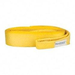 Value Collection - 30' Long x 4" Wide, 35,000 Lb Basket Capacity, 1 Ply, Polyester Web Sling - Yellow - Eagle Tool & Supply